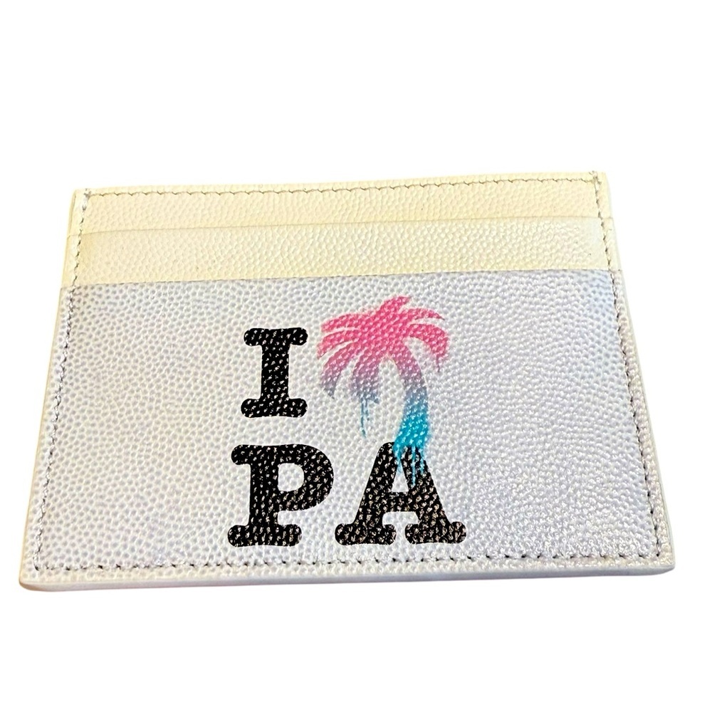 Palm Angels I Love PA White Leather Card Holder